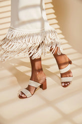 Canvas and Leather Mercer Heels